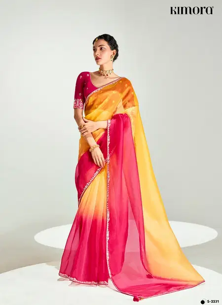 Pink Colour Runway X Rangrez By Kimora Organza Tissue With Heavy Work Designer Saree S-2231